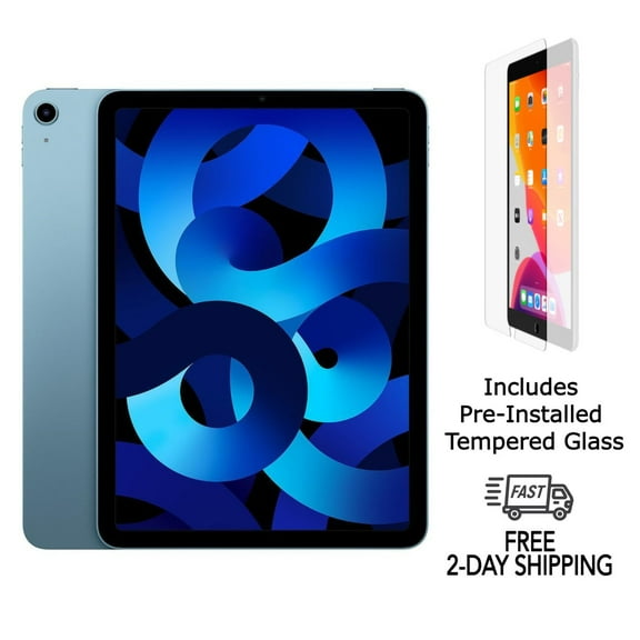 Pre-Owned Apple iPad Air 5 A2589 (WiFi   Cellular Unlocked) 256GB Blue with Pre-Installed Tempered Glass