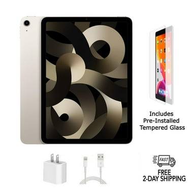 Pre-Owned Apple iPad Air 5 A2589 (WiFi + Cellular Unlocked) 64GB Starlight with Pre-Installed Tempered Glass