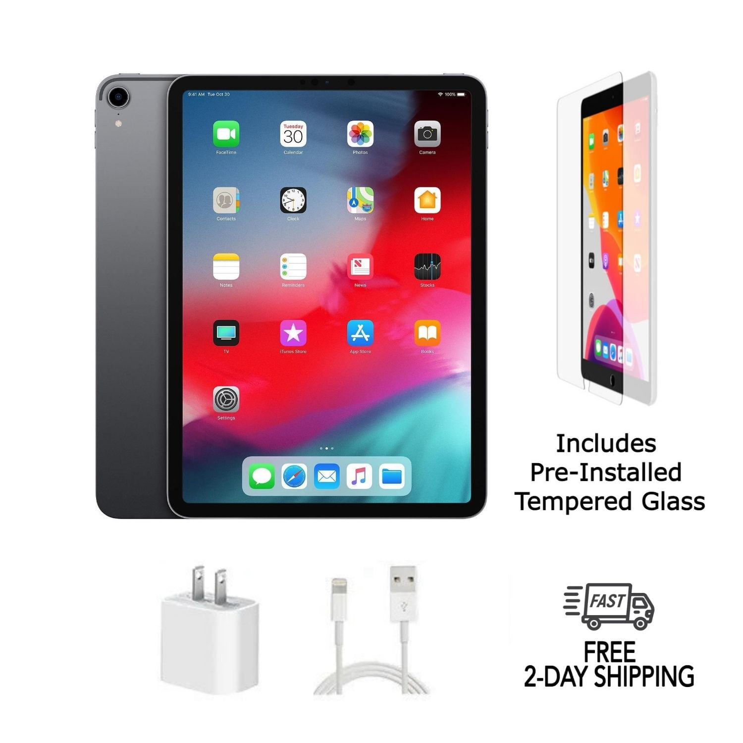 Pre-Owned Apple iPad Pro 11" (2018) A1980 (WiFi) 256GB Space Gray with Pre-Installed Tempered Glass