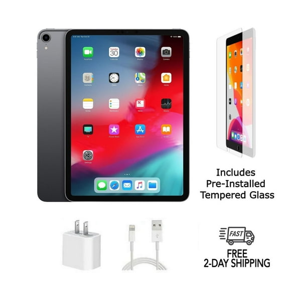 Pre-Owned Apple iPad Pro 11" (2018) A1980 (WiFi) 512GB Space Gray with Pre-Installed Tempered Glass