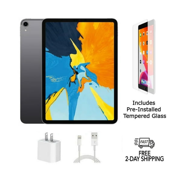 Restored Apple iPad Pro 11" (2018) A1980 (WiFi) 64GB Space Gray w/ Pre-Installed Tempered Glass (Refurbished)