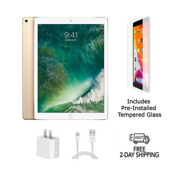 Pre-Owned Apple iPad Pro 12.9" (2nd Gen) A1670 (WiFi) 256GB Gold with Pre-Installed Tempered Glass