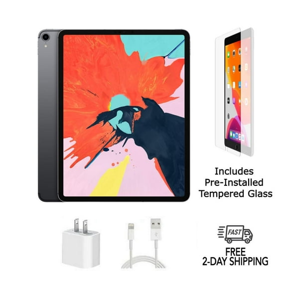 Restored Apple iPad Pro 12.9" (3rd Gen) A2014 (WiFi + Cellular Unlocked) 256GB Space Gray w/ Pre-Installed Tempered Glass (Refurbished)