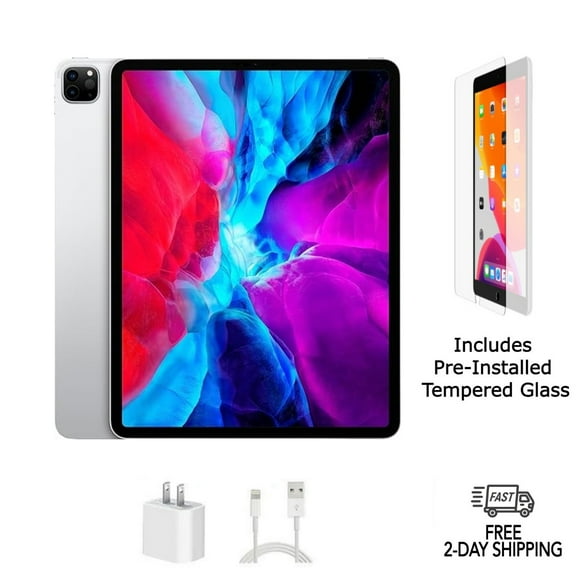 Pre-Owned Apple iPad Pro 12.9" (4th Gen) A2229 (WiFi) 256GB Silver with Pre-Installed Tempered Glass
