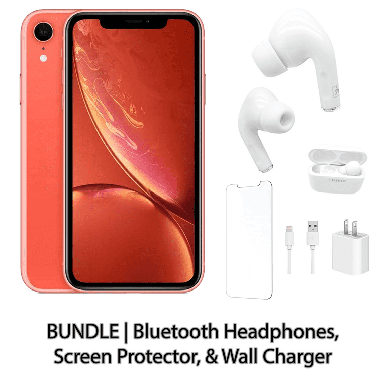 Refurbished Apple iPhone XR 64GB Black Fully Unlocked with Bluetooth  Headphones, Screen Protector, & Wall Charger