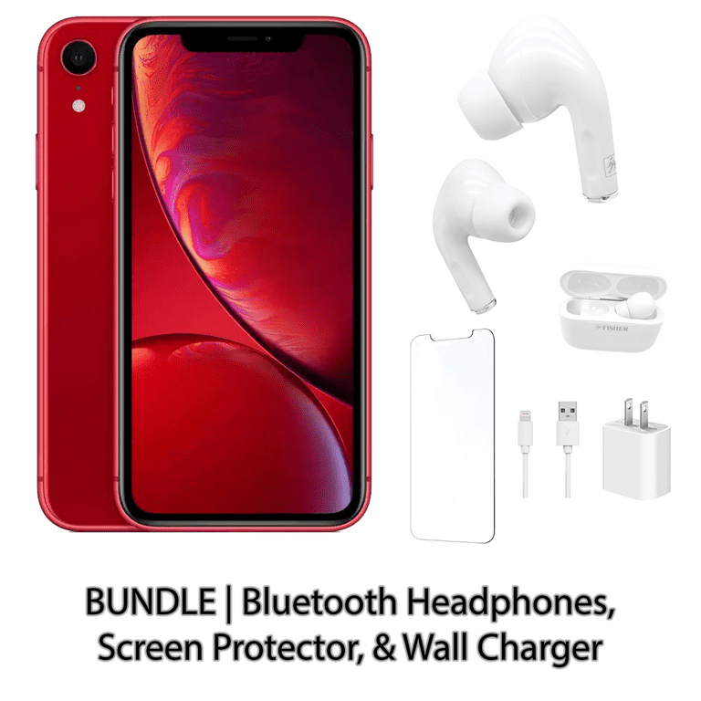 Refurbished Apple iPhone XR 64GB Black Fully Unlocked with Bluetooth  Headphones, Screen Protector, & Wall Charger
