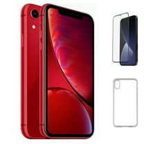 Restored Apple iPhone XR Unlocked 256GB Red Bundle, Clear Case, Tempered Glass Screen Protector (Refurbished)