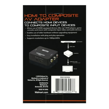 Restored Blackweb BWA18AV004 Hdmi To Composite AV Adapter (Refurbished)