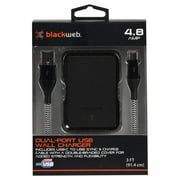Restored Blackweb BWA18WI046 Dual-Port USB Wall Charger, 3" Black (Refurbished)