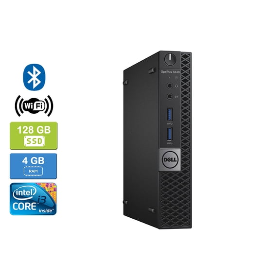 Refurbished: DELL 3040 Intel Core i3-6100T 4GB 128GB SSD Win 10 Pro Wifi Bluetooth HDMI