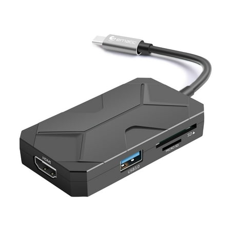 Restored Ematic EWDM12AD Nintendo Switch, Type-C to HDMI + USB + Card Reader, Black (Refurbished)