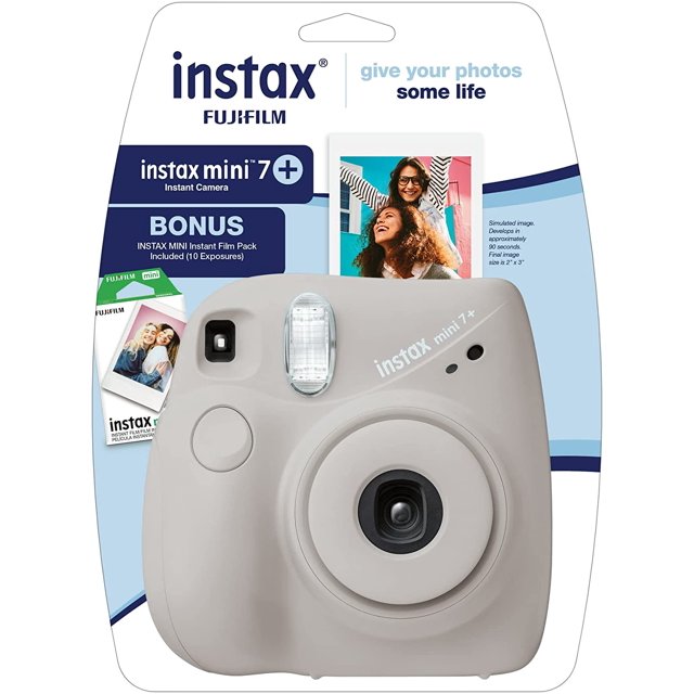 Refurbished FujiFilm 15834705 Instax Mini 7+ Gray Bundle 10 Film Pack