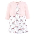 thumbnail image 1 of Hudson Baby Infant and Toddler Girls Cotton Dress and Cardigan Set, Carousel Horse, 4T, 1 of 5