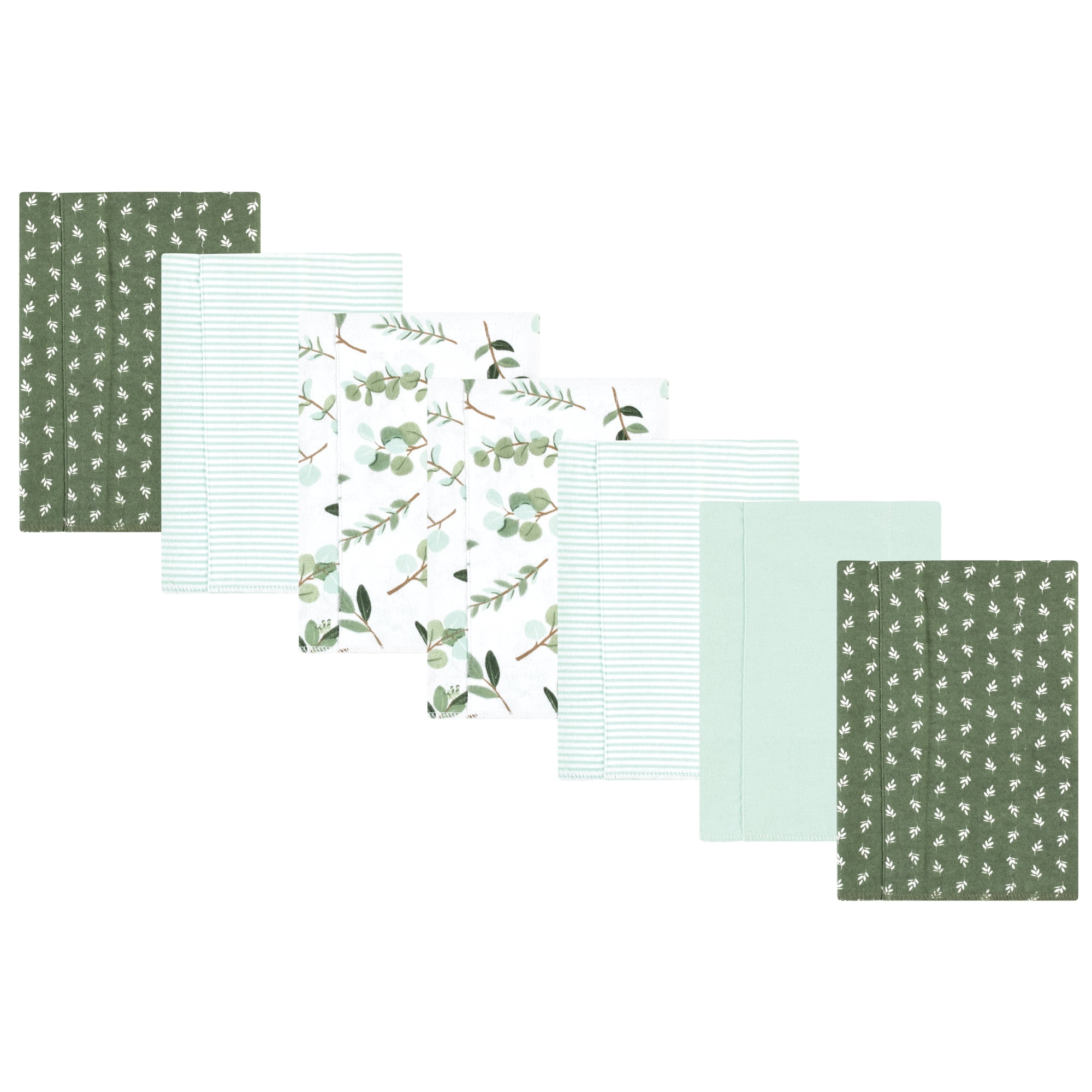 Luvable Friends Hudson Baby Flannel Burp Cloths 7pk, Sage Eucalyptus