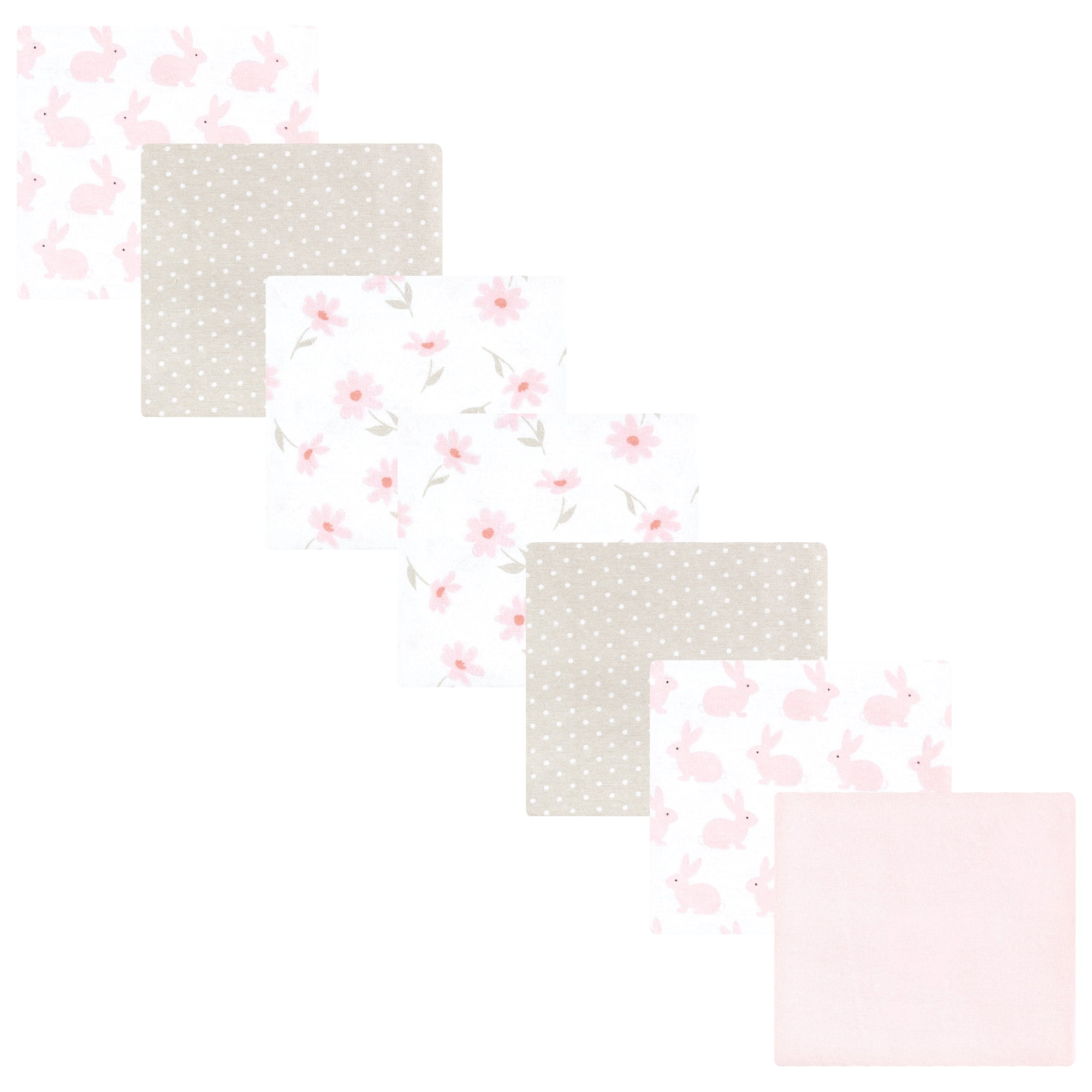 Luvable Friends Hudson Baby Flannel Receiving Blankets 7pk, Sweet Honeycomb Pink