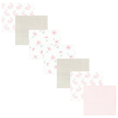 Luvable Friends Hudson Baby Flannel Receiving Blankets 7pk, Sweet Honeycomb Pink