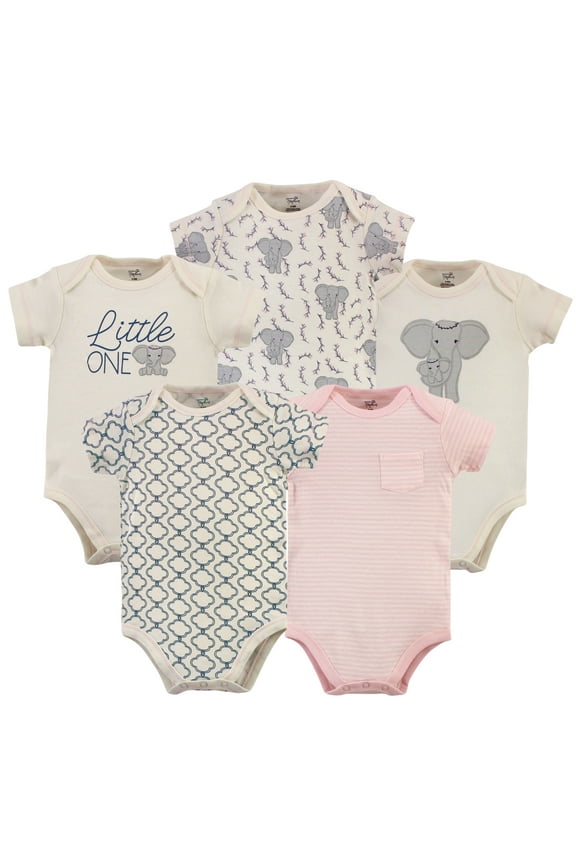 Touched by Nature Bodysuits 5pk, Pink Elephant, Preemie