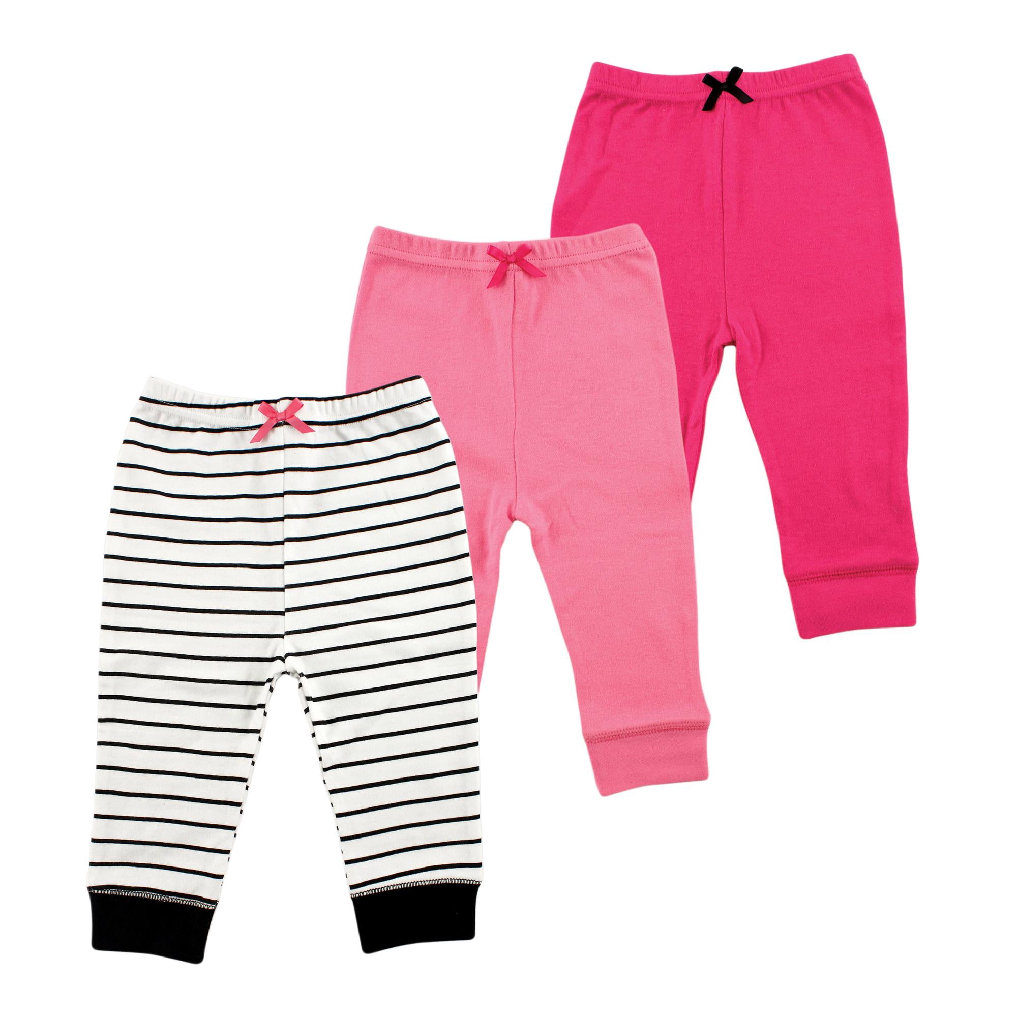 Luvable Friends Basics Infant Baby Everyday Cotton Pants 3-Pack, Shadow Stripes, 3-6 Months