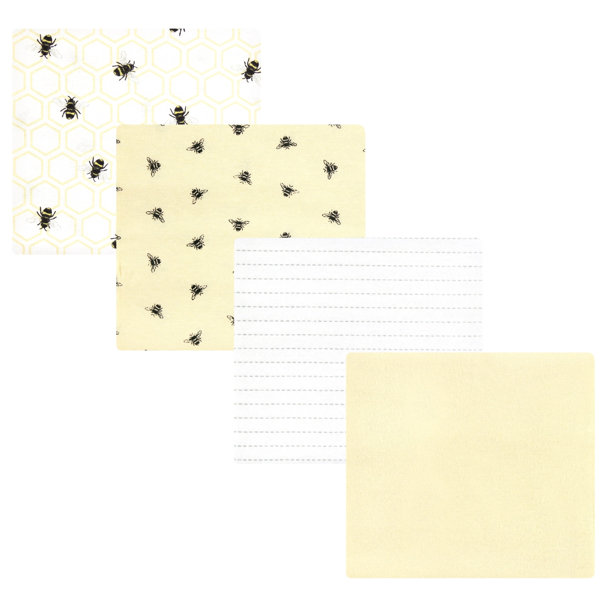 Luvable Friends Hudson Baby Cotton Poly Flannel Receiving Blankets 4pk, Golden Bees, One Size