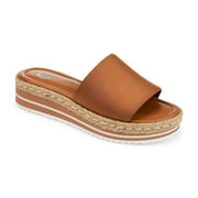 Restored Journee Collection Womens Rosey Wedge Sandals - TAN 9 1/2 MEDIUM (Refurbished)