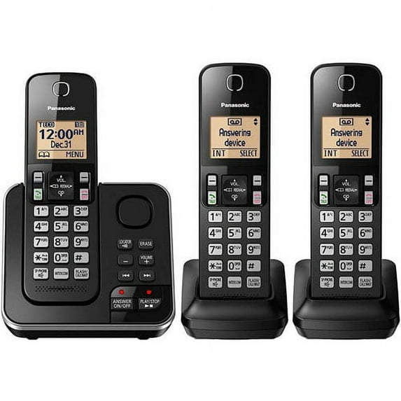 Restored Panasonic KX-TG633SK / KX-TGC363B 3 Handset Cordless Phone w/ Digital Answering System (Refurbished)