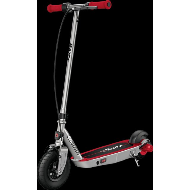 Refurbished Razor 13112193 Black Label E100 Electric Scooter, Silver/Red