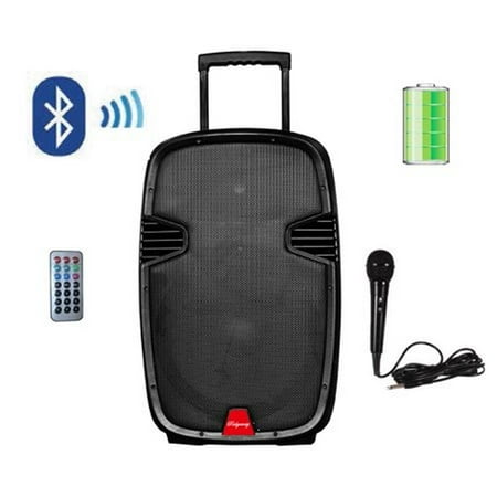 Restored Ridgeway QS-1255 Pro 12" Party DJ Karaoke Portable BT Speaker with LED Lights (Refurbished)