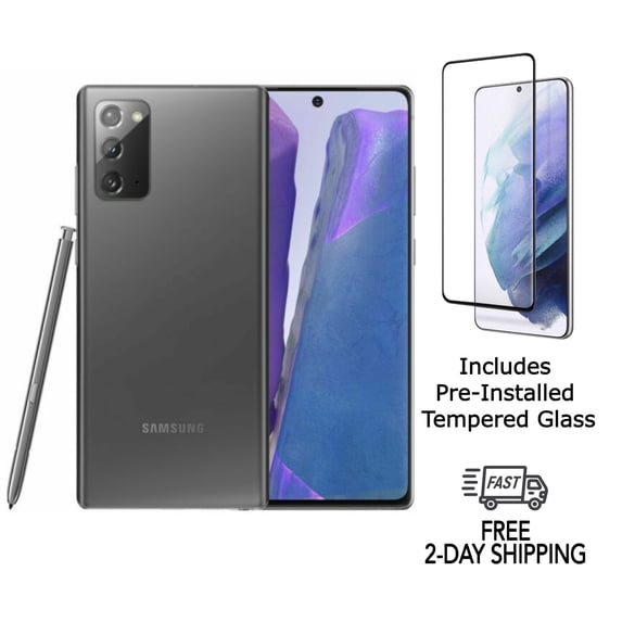 Samsung Galaxy Note 20 5G N981U (Fully Unlocked) 128GB Mystic Gray w/ Pre-Installed Tempered Glass