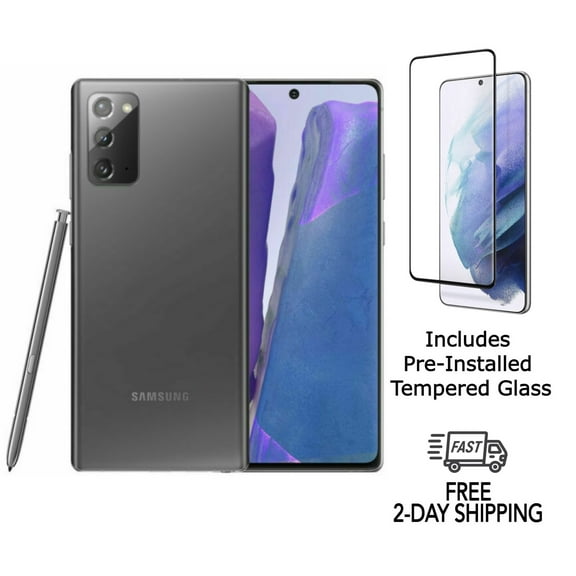 Restored Samsung Galaxy Note 20 5G N981U (Fully Unlocked) 128GB Mystic Gray with Screen Protector (Refurbished)