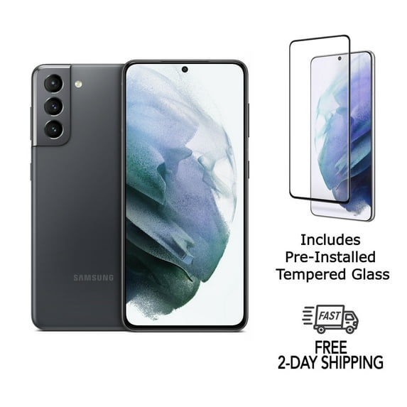 Restored Samsung Galaxy S21 5G G991U (Fully Unlocked) 128GB Phantom Gray with Screen Protector (Refurbished)