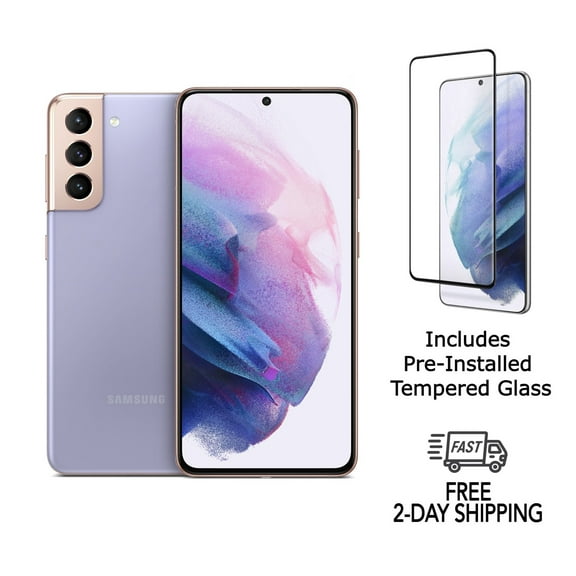 Restored Samsung Galaxy S21 5G G991U (Fully Unlocked) 128GB Phantom Violet with Screen Protector (Refurbished)