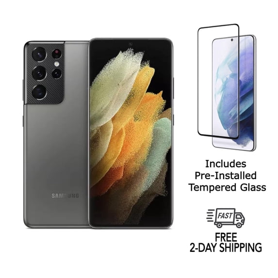 Refurbished Samsung Galaxy S21 Ultra 5G G998U (Fully Unlocked) 256GB Phantom Titanium with Screen Protector