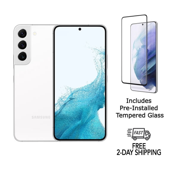Pre-Owned Samsung Galaxy S22 5G S901U (Fully Unlocked) 128GB Phantom White with Screen Protector