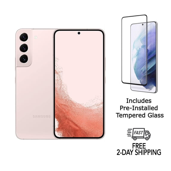 Samsung Galaxy S22 Plus 5G S906U (Fully Unlocked) 256GB Pink Gold with Pre-Installed Tempered Glass