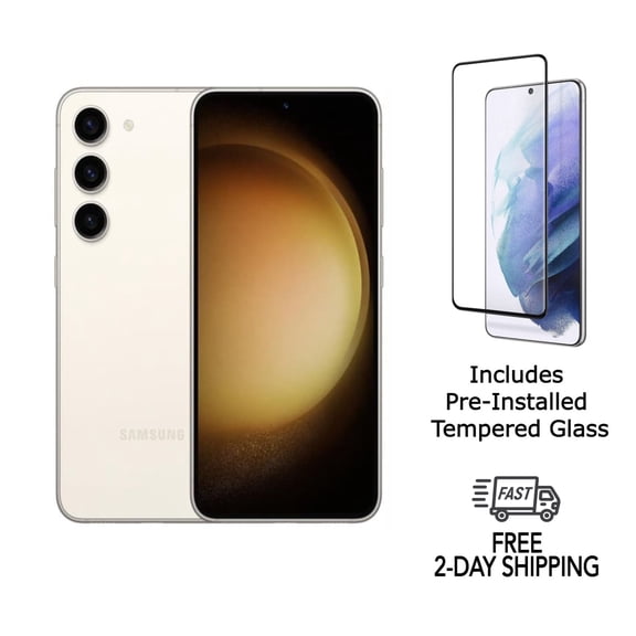 Pre-Owned Samsung Galaxy S23 5G S911U (Fully Unlocked) 128GB Cream with Screen Protector