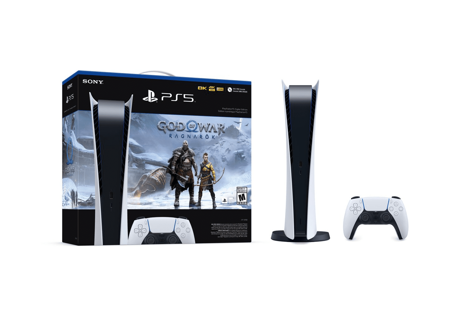 Restored Sony PS5 Console God of War Ragnarok Bundle, White