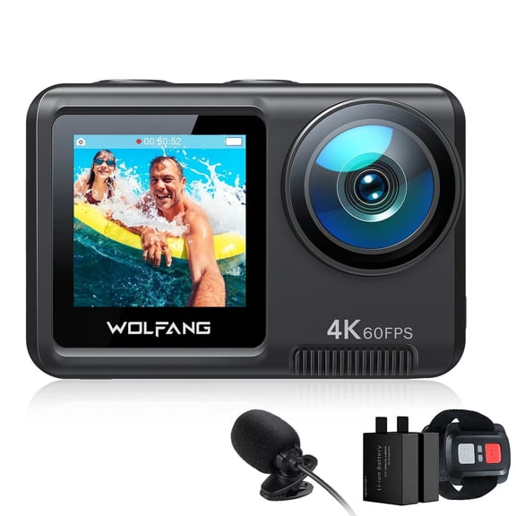 Pre-Owned Wolfang GA420W 4K/60FPS/24MP Action Camera 3.0 EIS Anti-shake Stabilization 40M Waterproof