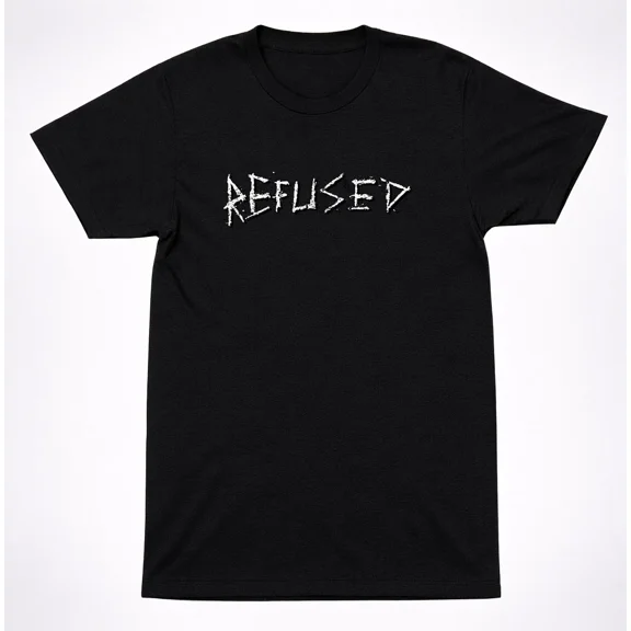 Refused Scratch Logo Black T-Shirt Raw Hardcore Punk shirt Text Graphic Tee