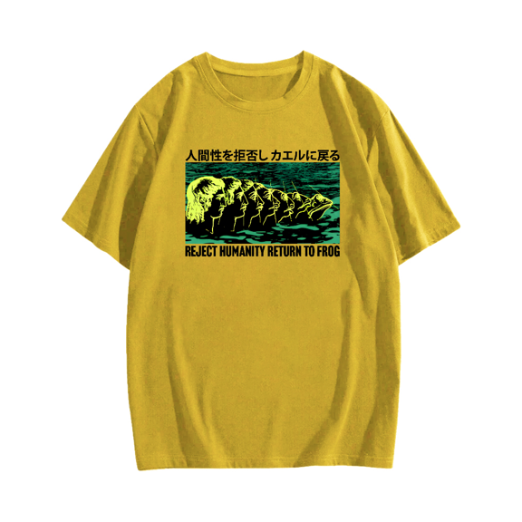 Refusing Humans To Return To Frog Japanese Style Cotton casual T-shirt