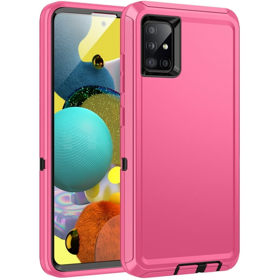 RegSun for Galaxy A51 5G/4G Case,Shockproof 3-Layer Full Body Protection [Without Screen Protector] Rugged Heavy Duty High Impact Hard Cover Case for Samsung Galaxy A51,Pink/Black