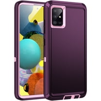 RegSun for Galaxy A51 5G/4G Case,Shockproof 3-Layer Full Body Protection [Without Screen Protector] Rugged Heavy Duty High Impact Hard Cover Case for Samsung Galaxy A51,Purple/Pink