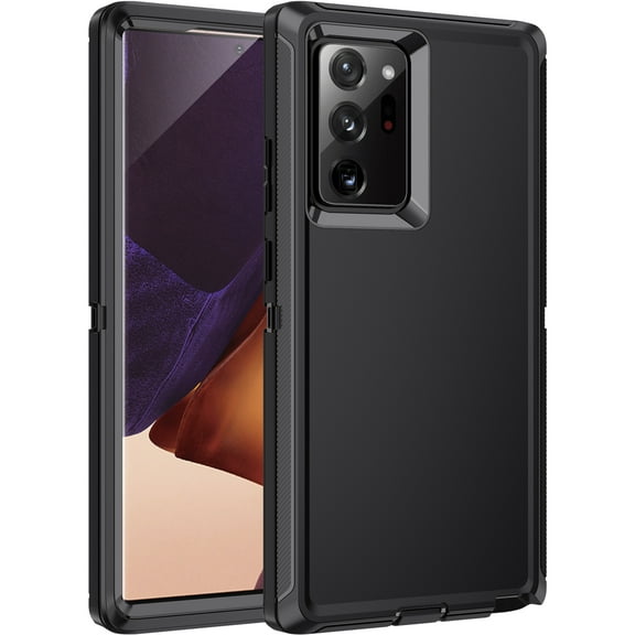RegSun for Galaxy Note 20 Ultra Case,Shockproof 3-Layer Full Body Protection [Without Screen Protector] Rugged Heavy Duty High Impact Hard Cover Case for Samsung Galaxy Note 20 Ultra,Black
