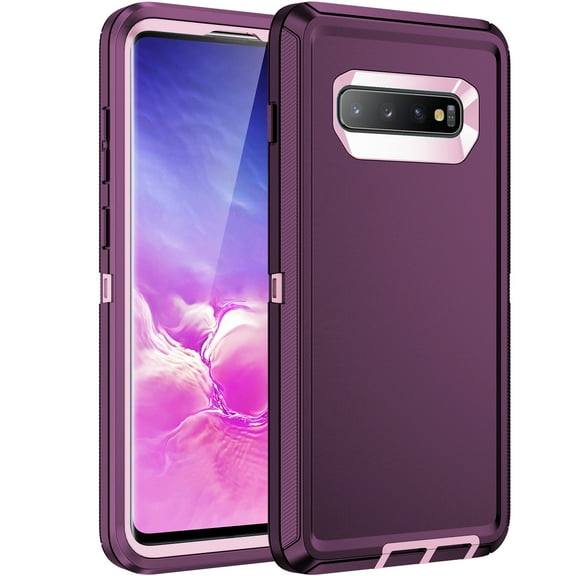 RegSun for Galaxy S10 Case,Shockproof 3-Layer Full Body Protection [Without Screen Protector] Rugged Heavy Duty High Impact Hard Cover Case for Samsung Galaxy S10,Purple/Pink