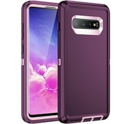 RegSun for Galaxy S10 Plus Case,Shockproof 3-Layer Full Body Protection [Without Screen Protector] Rugged Heavy Duty High Impact Hard Cover Case for Samsung Galaxy S10 Plus,Purple/Pink