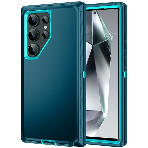 RegSun for Galaxy S24 Ultra Case,Shockproof 3-Layer Full Body Protection [Without Screen Protector] Rugged Heavy Duty High Impact Hard Cover Case for Samsung Galaxy S24 Ultra,Turquoise