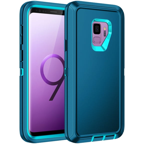 RegSun for Galaxy S9 Plus Case,Shockproof 3-Layer Full Body Protection [Without Screen Protector] Rugged Heavy Duty High Impact Hard Cover Case for Samsung Galaxy S9 Plus,Turquoise