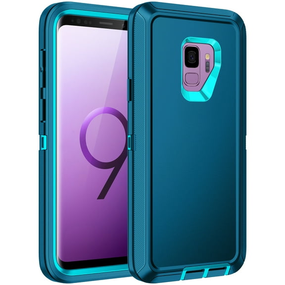 RegSun for Galaxy S9Case,Shockproof 3-Layer Full Body Protection [Without Screen Protector] Rugged Heavy Duty High Impact Hard Cover Case for Samsung Galaxy S9,Turquoise