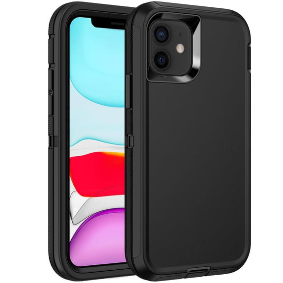 RegSun for iPhone 11 Case,Shockproof 3-Layer Full Body Protection [Without Screen Protector] Rugged Heavy Duty High Impact Hard Cover Case for iPhone 11 6.1",Black
