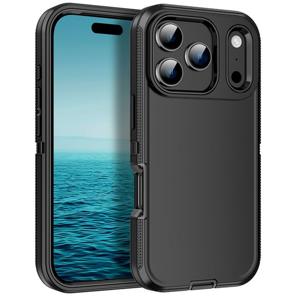 RegSun for iPhone 17 Pro Case,Shockproof 3-Layer Full Body Protection Rugged Heavy Duty High Impact Hard Cover Case for iPhone 17 Pro ,Black