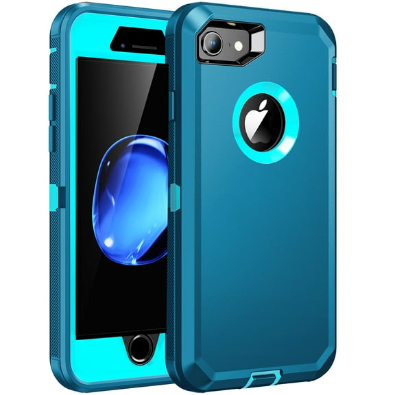 RegSun for iPhone 8 Case,iPhone 7 Case,Built-in Screen Protector, Shockproof 3-Layer Full Body Protection Rugged Heavy Duty High Impact Hard Cover Case for iPhone 8/7 4.7 inch,Turquoise